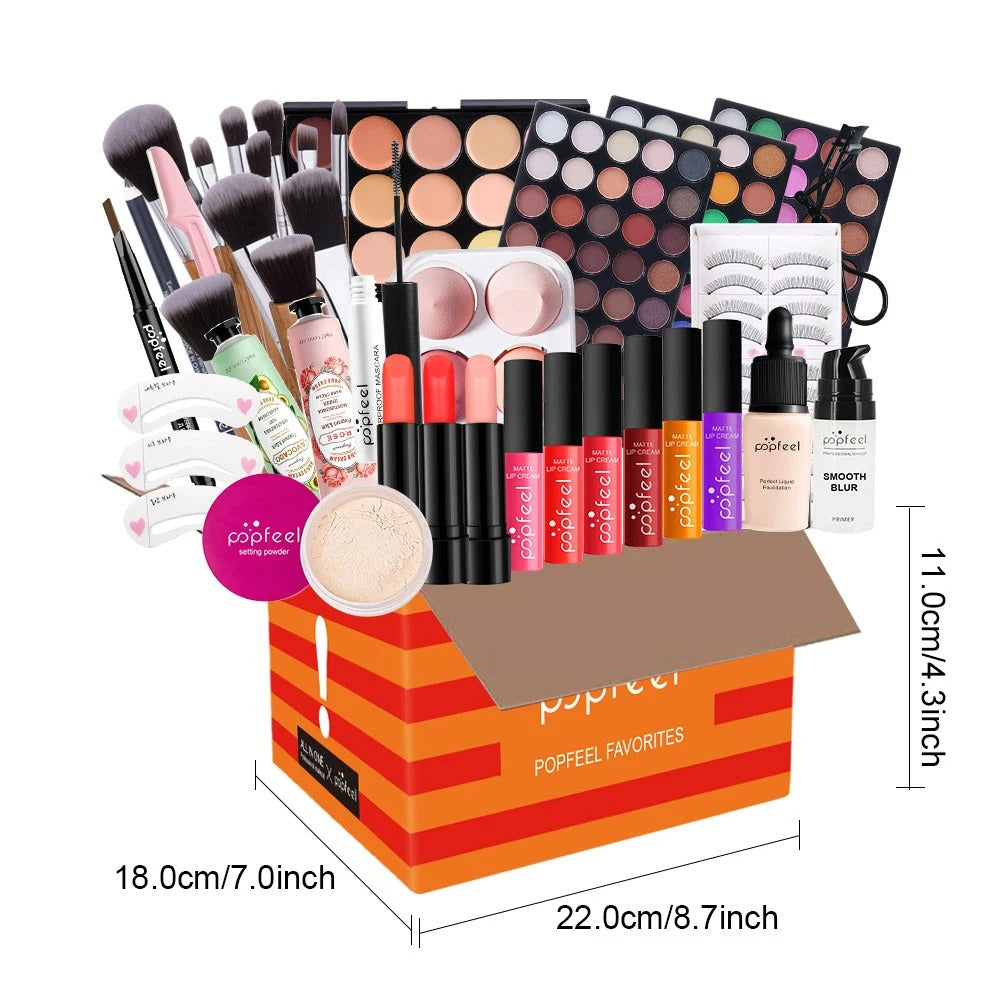 Multifunctional Women’s Makeup Set-Complete Beginner -Friendly Cosmetic Kit with Eyeshadow Palette, Lipstick, Hand Cream