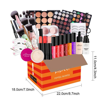 Multifunctional Women’s Makeup Set-Complete Beginner -Friendly Cosmetic Kit with Eyeshadow Palette, Lipstick, Hand Cream